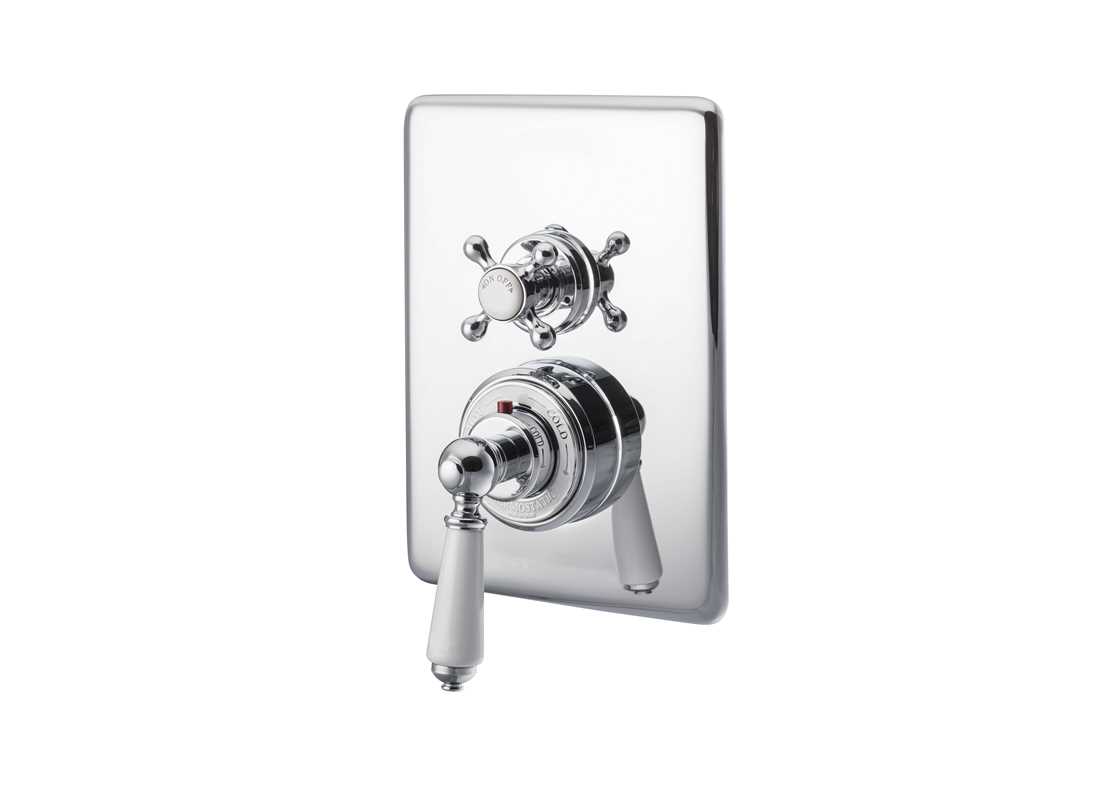 concealed thermostatic shower valve dual control single outlet chrome