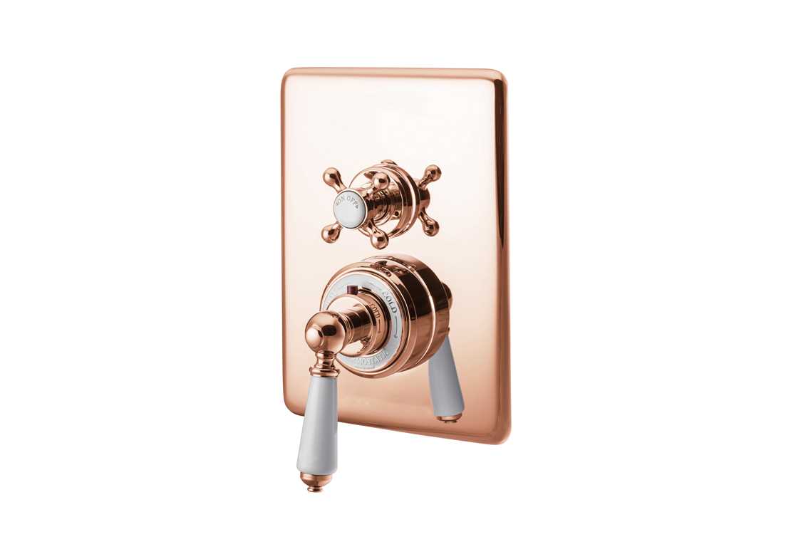 concealed thermostatic shower valve dual control single outlet copper