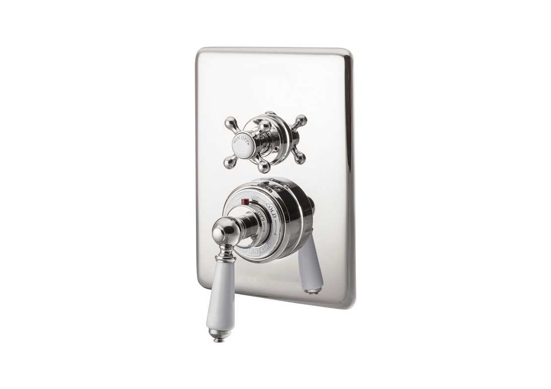 concealed thermostatic shower valve dual control single outlet nickel
