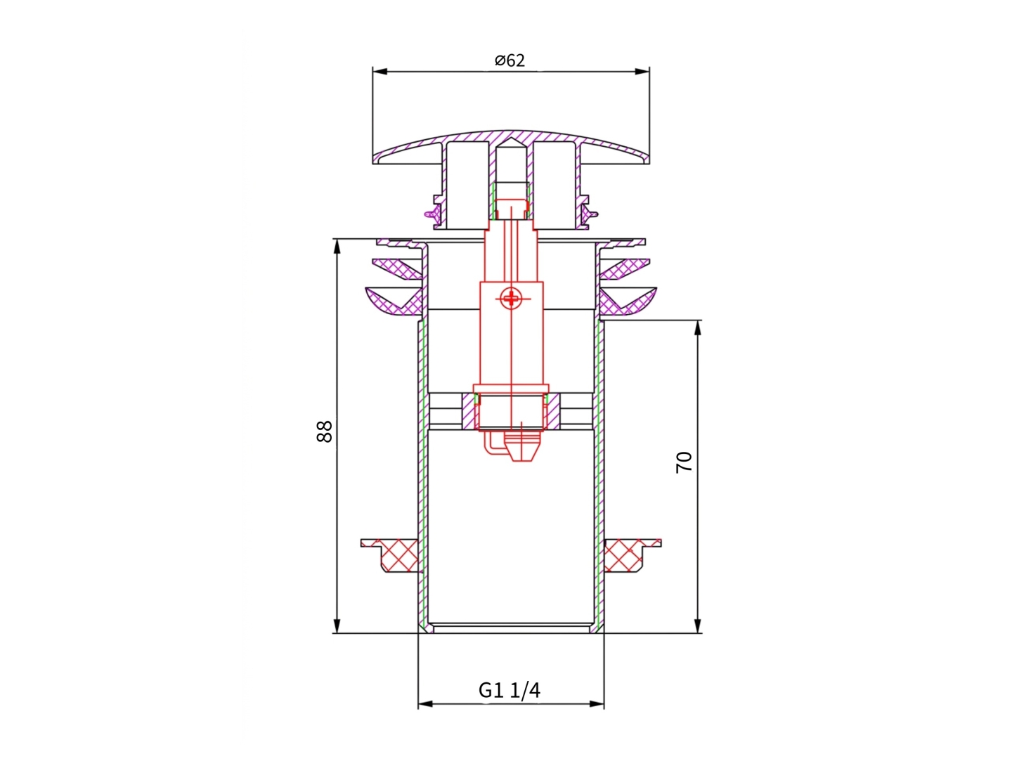 Click Clack Basin Waste Unslotted