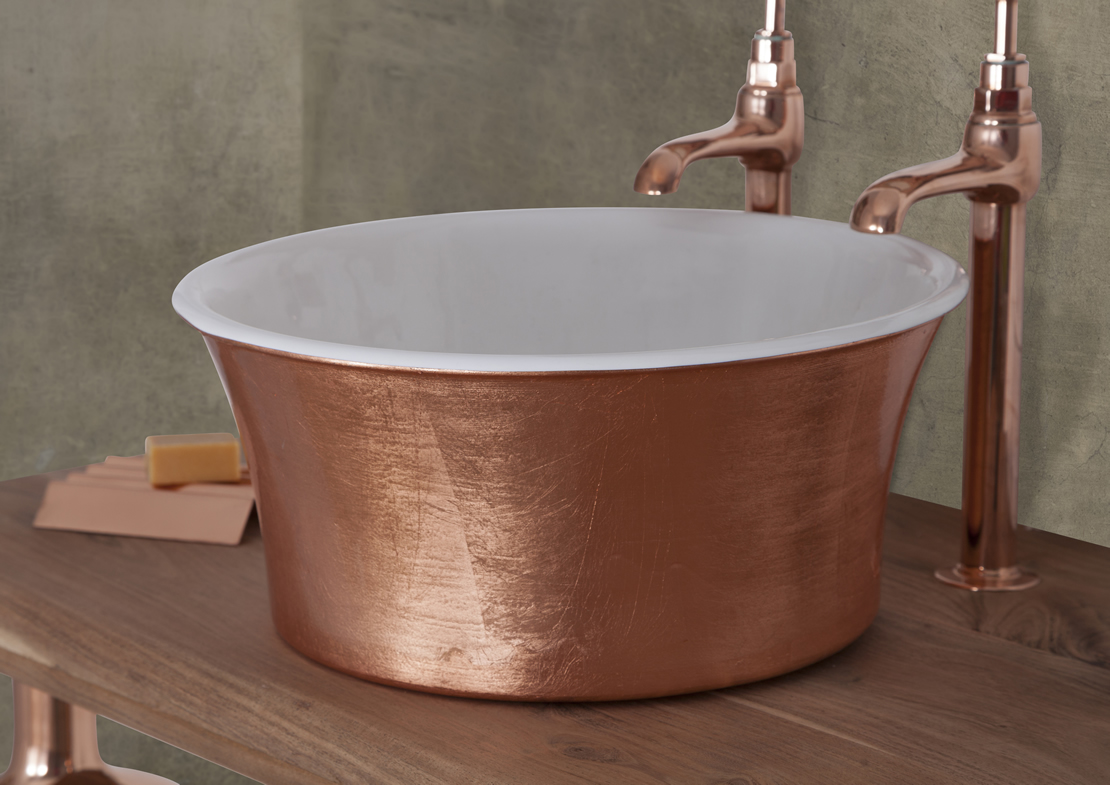 cast iron tub basin copper leaf Thumb