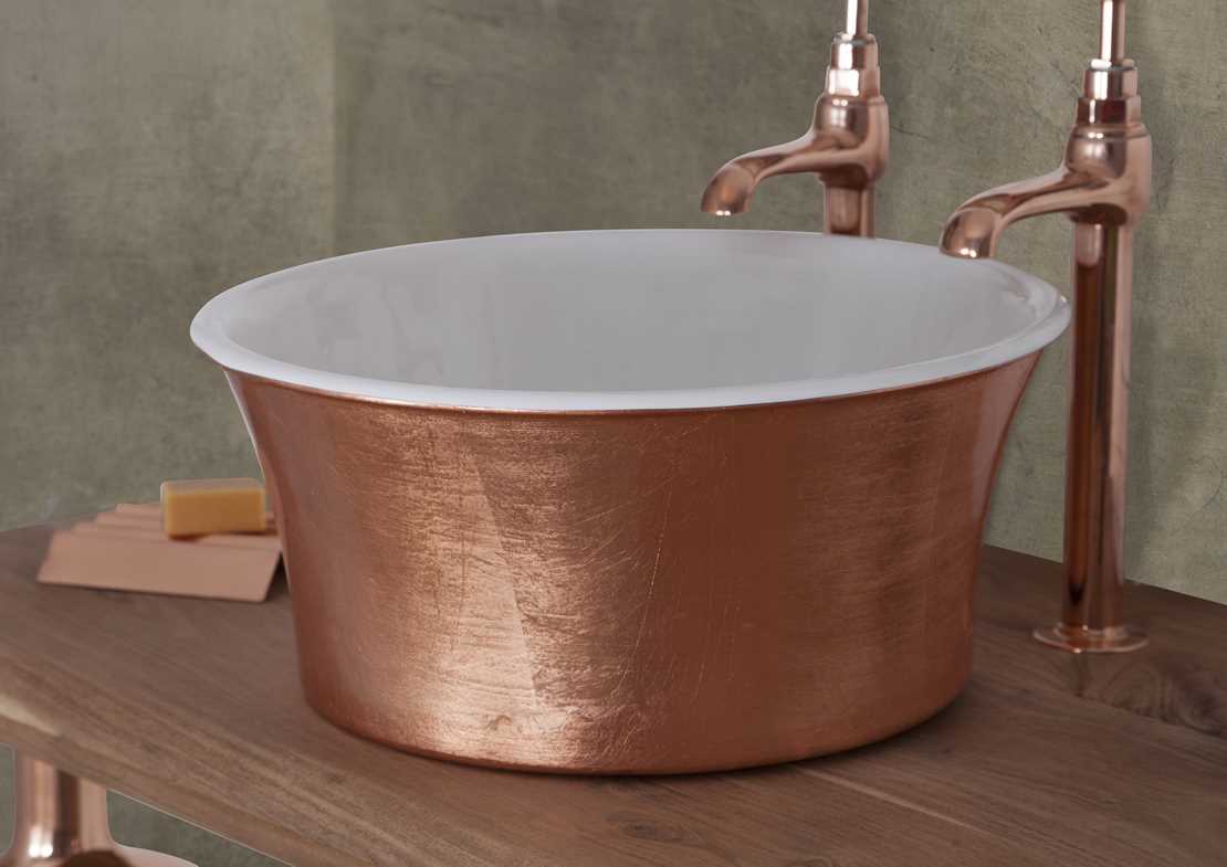 cast iron tub basin copper leaf
