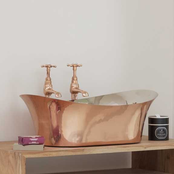 copper bateau basin nickel interior