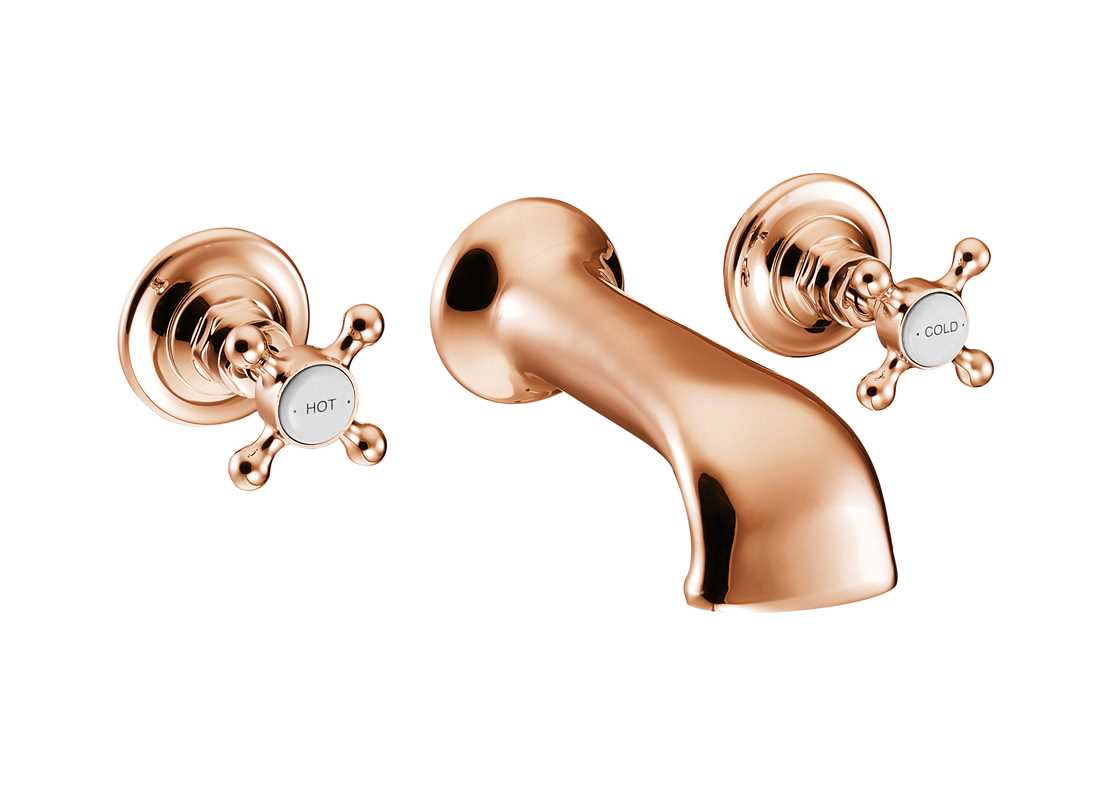 3 hole wall mounted bath filler copper