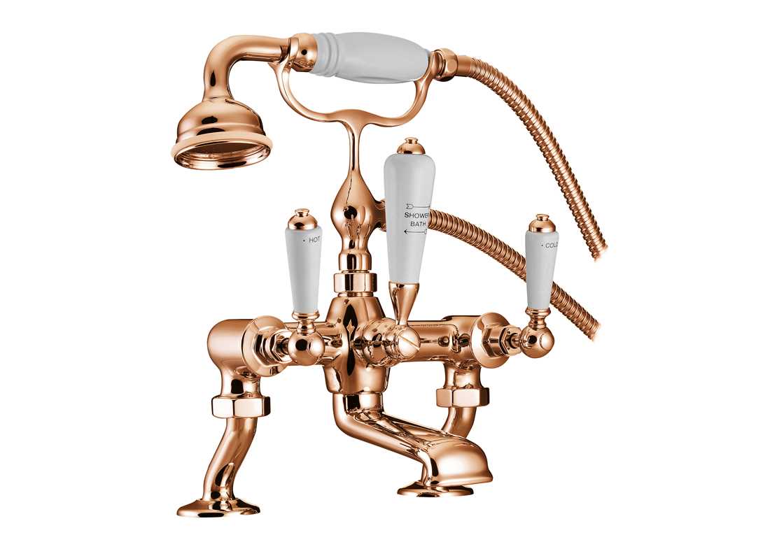 bath mixer taps cranked legs copper