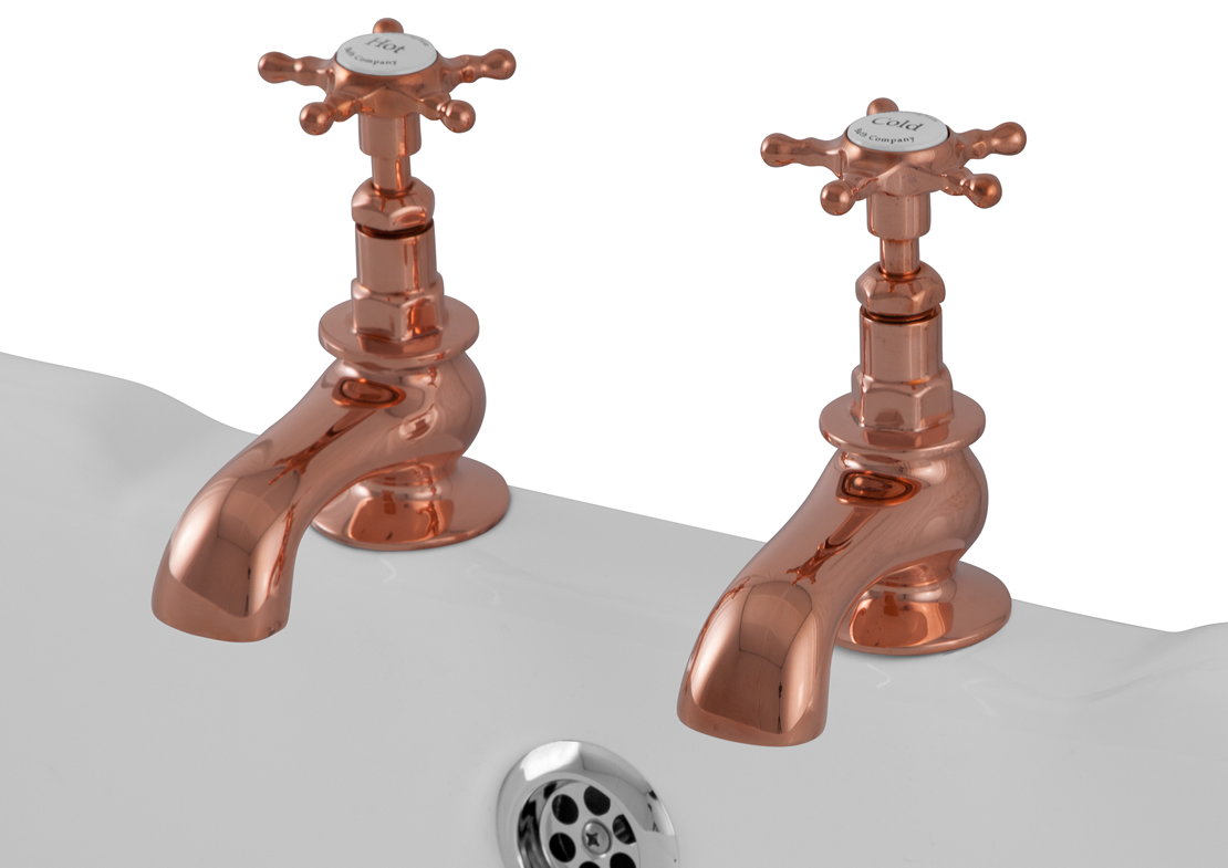 hurlingham bath deck mounted bath taps copper Thumb