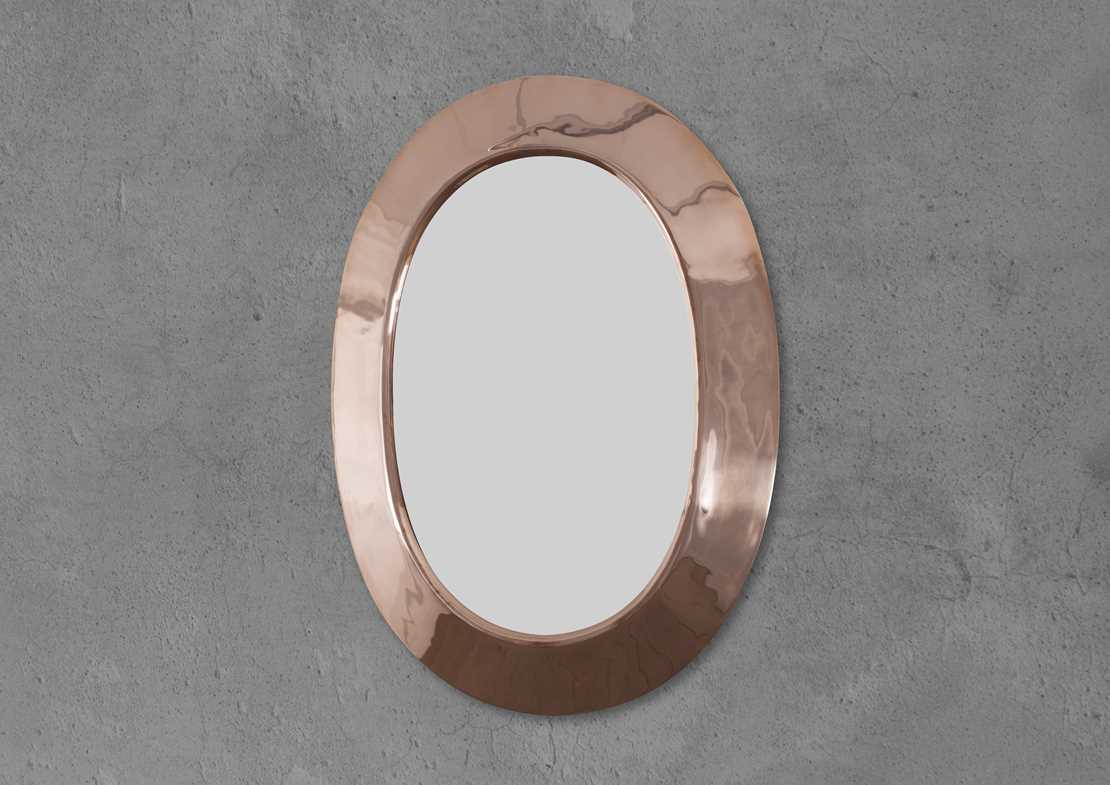 oval mirror copper