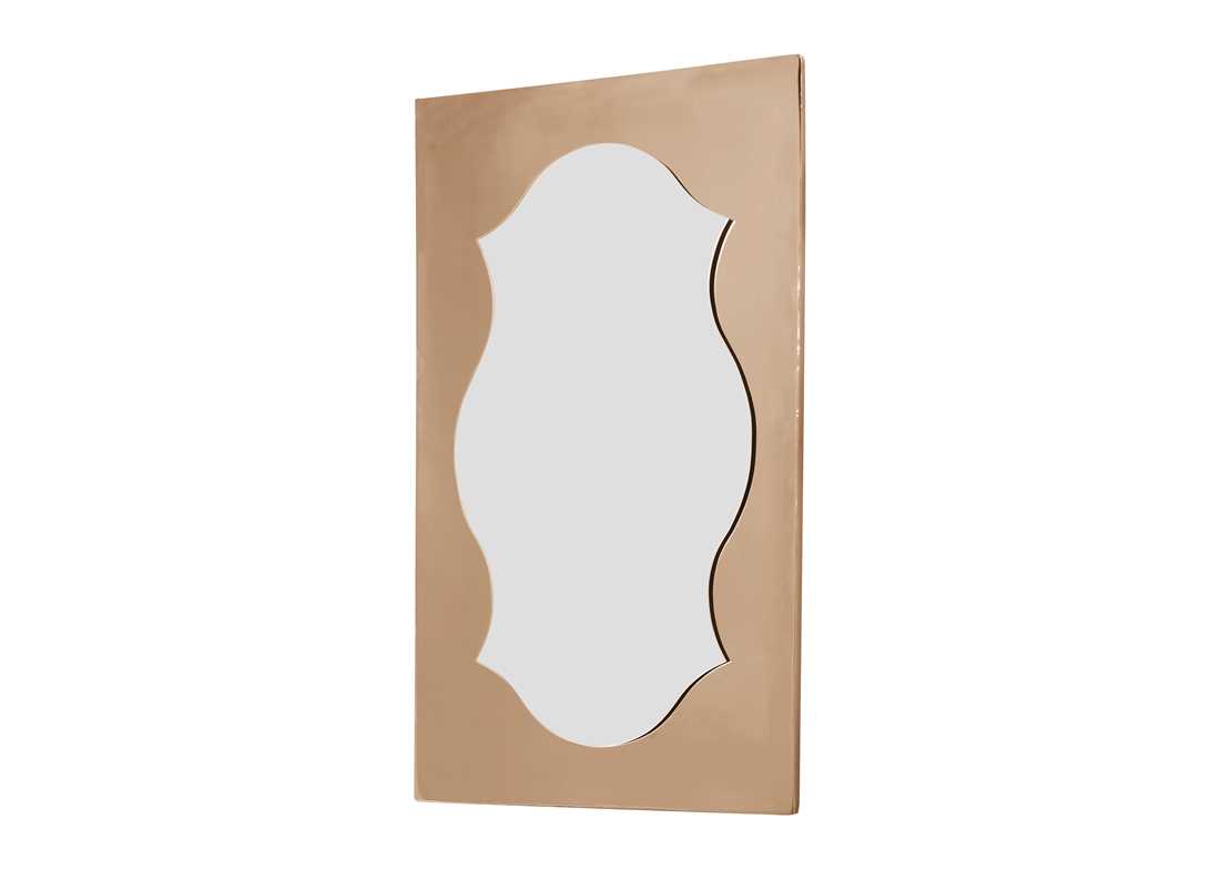 shaped mirror oblong frame copper