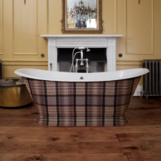 Galleon Cast Iron Bath in Tartan Fabric