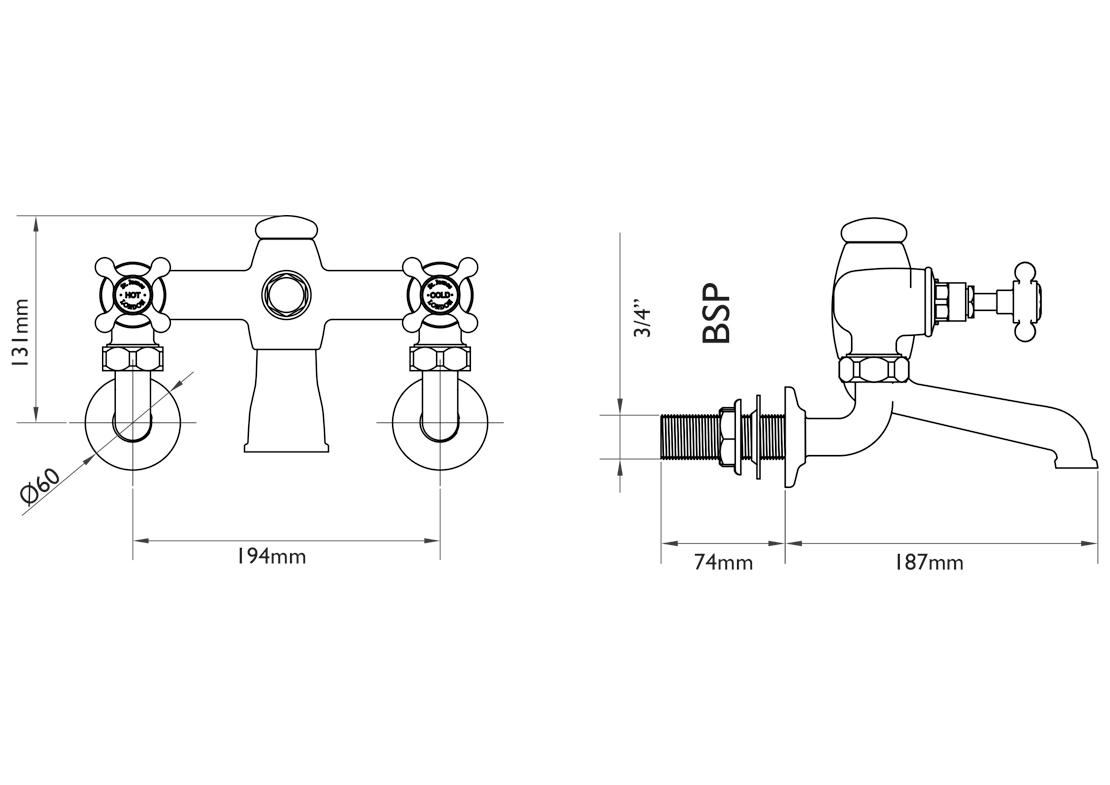 Wall Mounted Bath Filler Dimensions