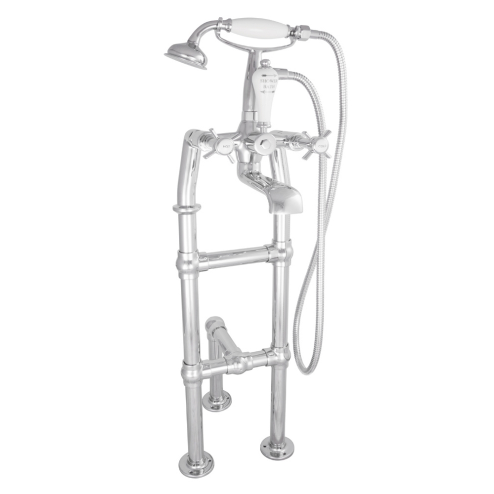Freestanding Bath Shower Mixer Taps With Support 580Mm Range