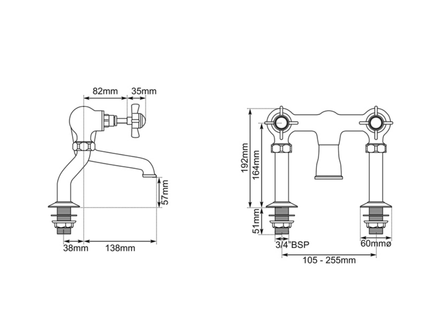 Bath Filler Dimensions
