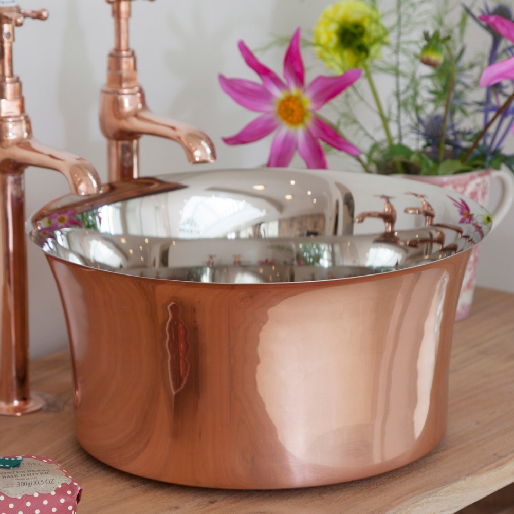 Copper Tub Basin With Nickel Interior Range
