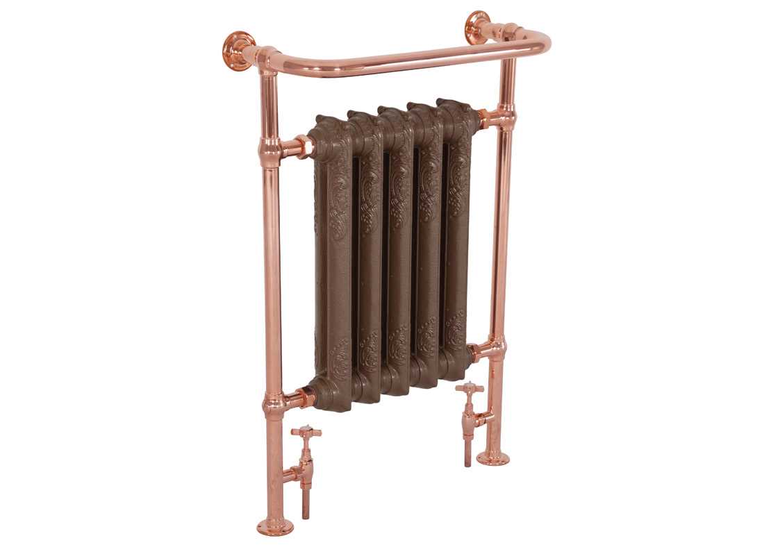 wilsford towel rail copper hammered bronze sections