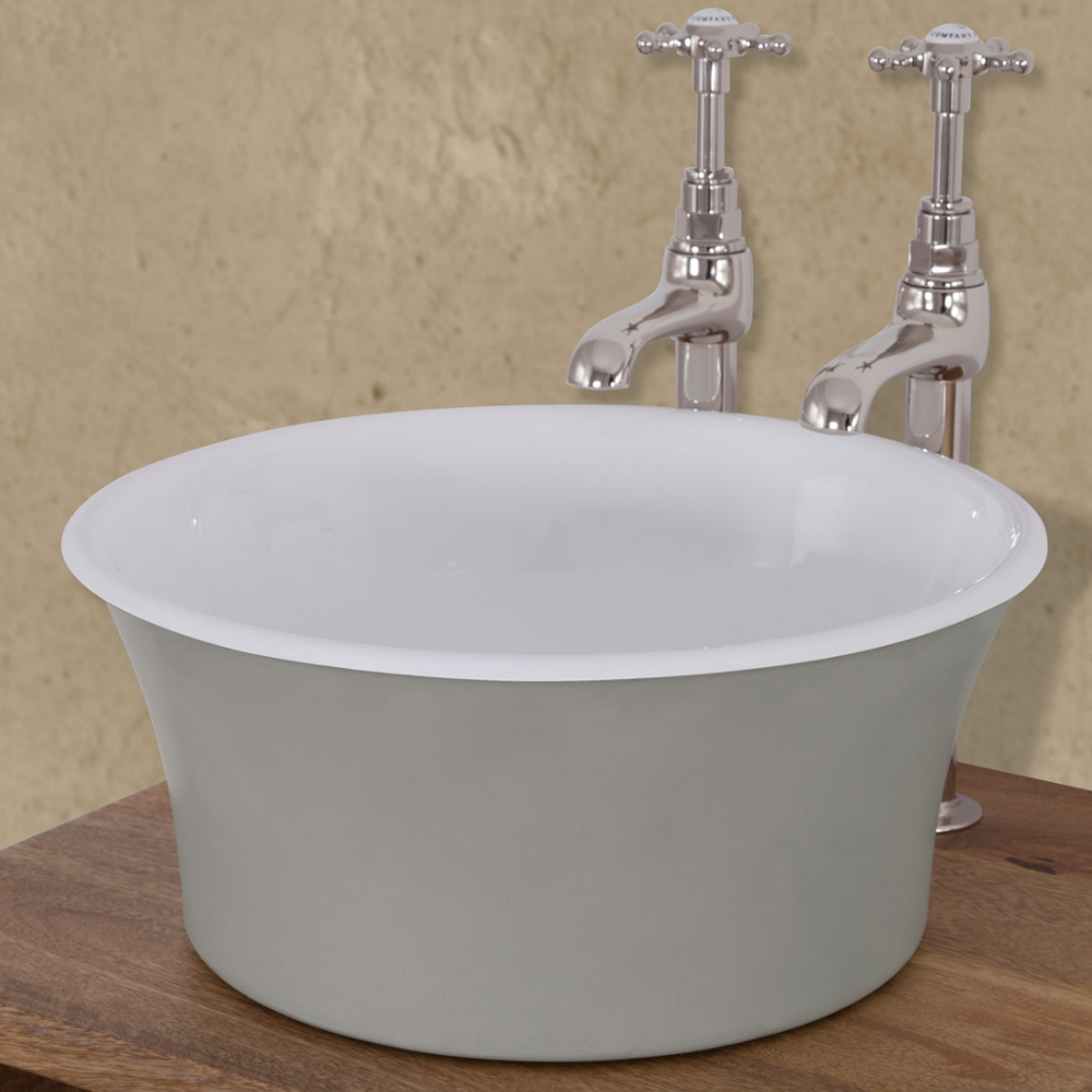 Oval Cast Iron Basin Painted Farrow And Ball Purbeck Stone Range
