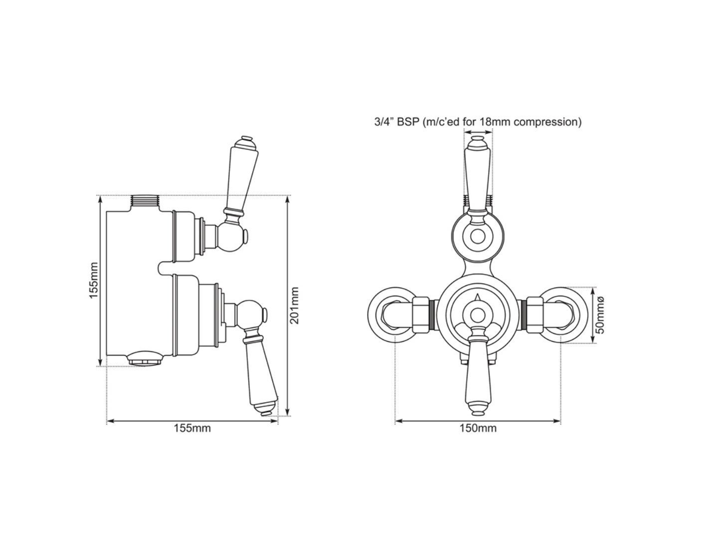 Exposed Thermostatic Shower Valve Dimensions