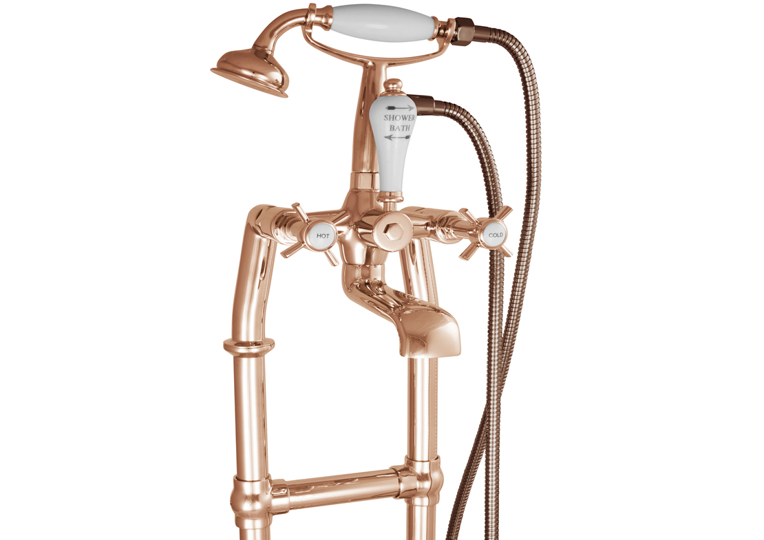freestanding bath mixer taps copper 700mm detail Thumb