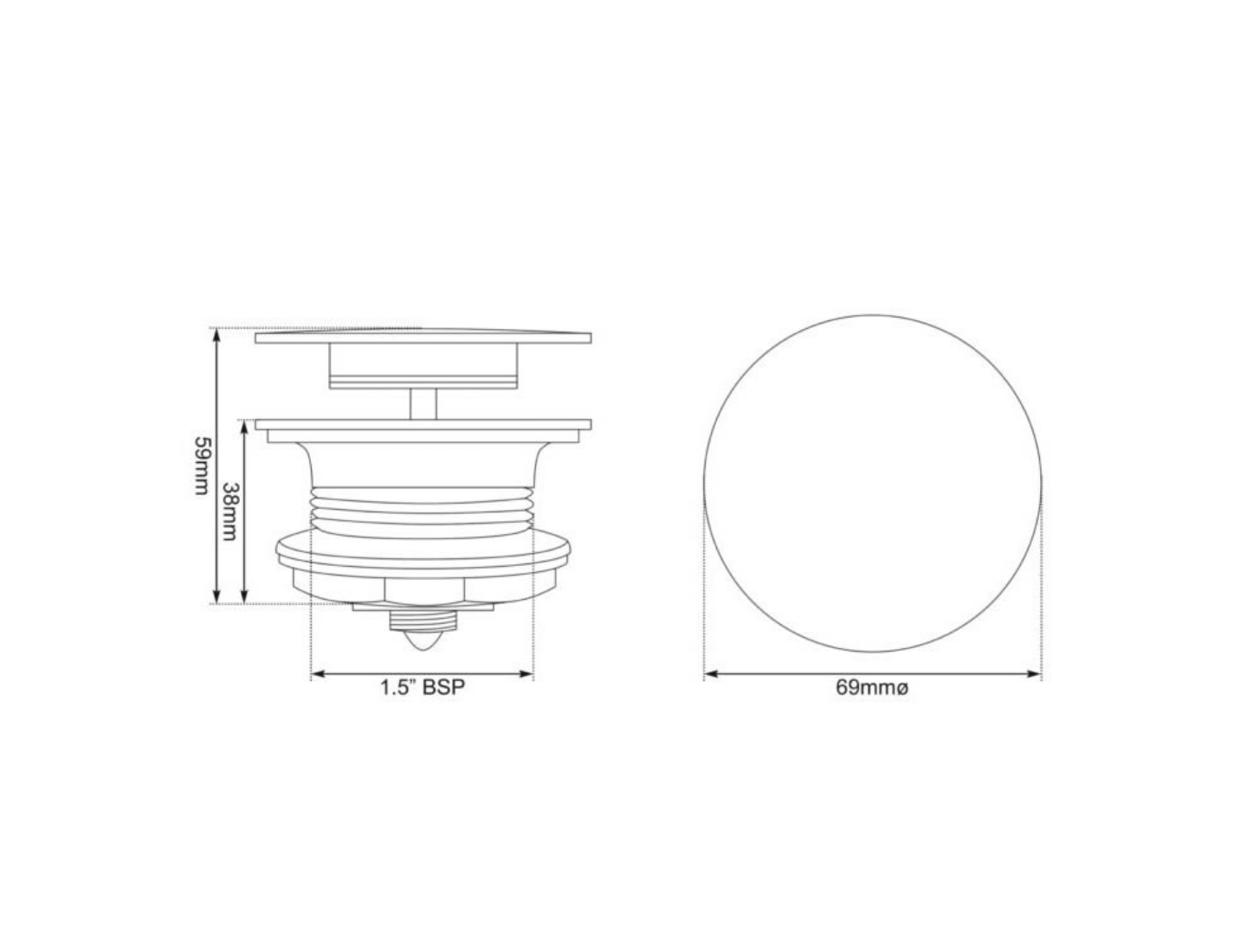 Click Clack Bath Waste Dimensions