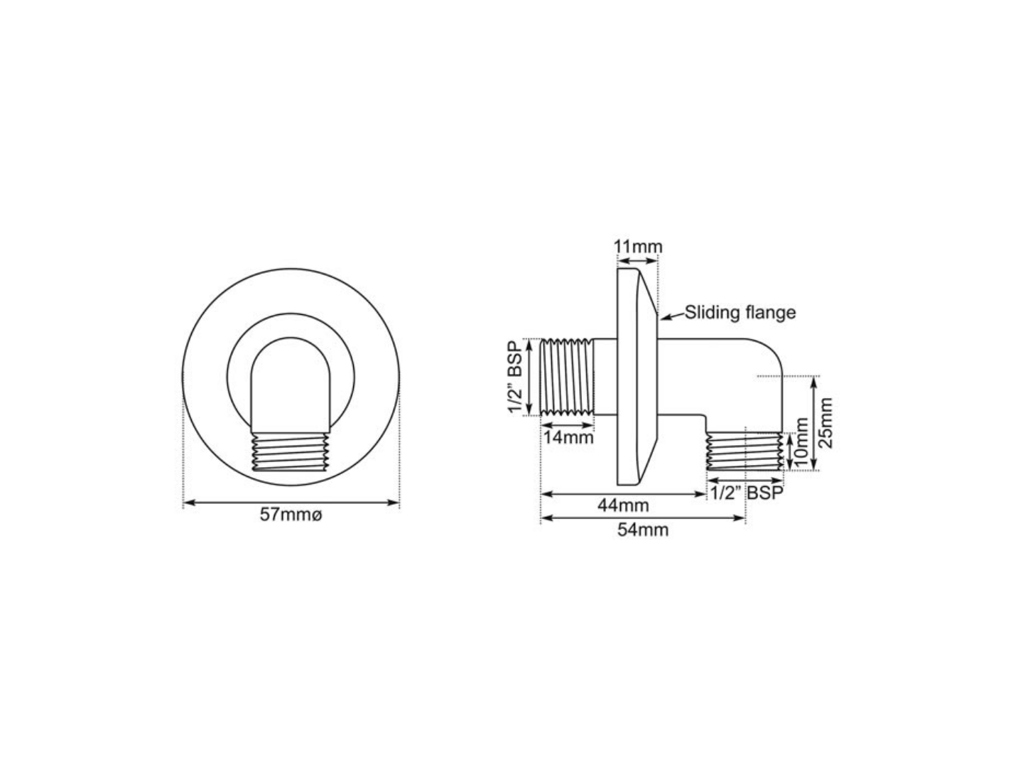 Shower Wall Elbow Dimensions