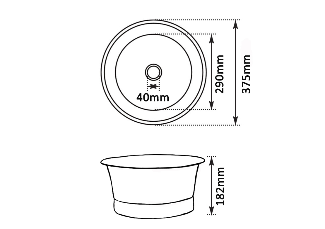 Copper Round Tub Basin Technical