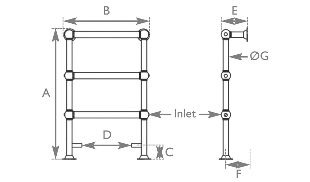 colossus nickel towel rail 650x1000 measurements