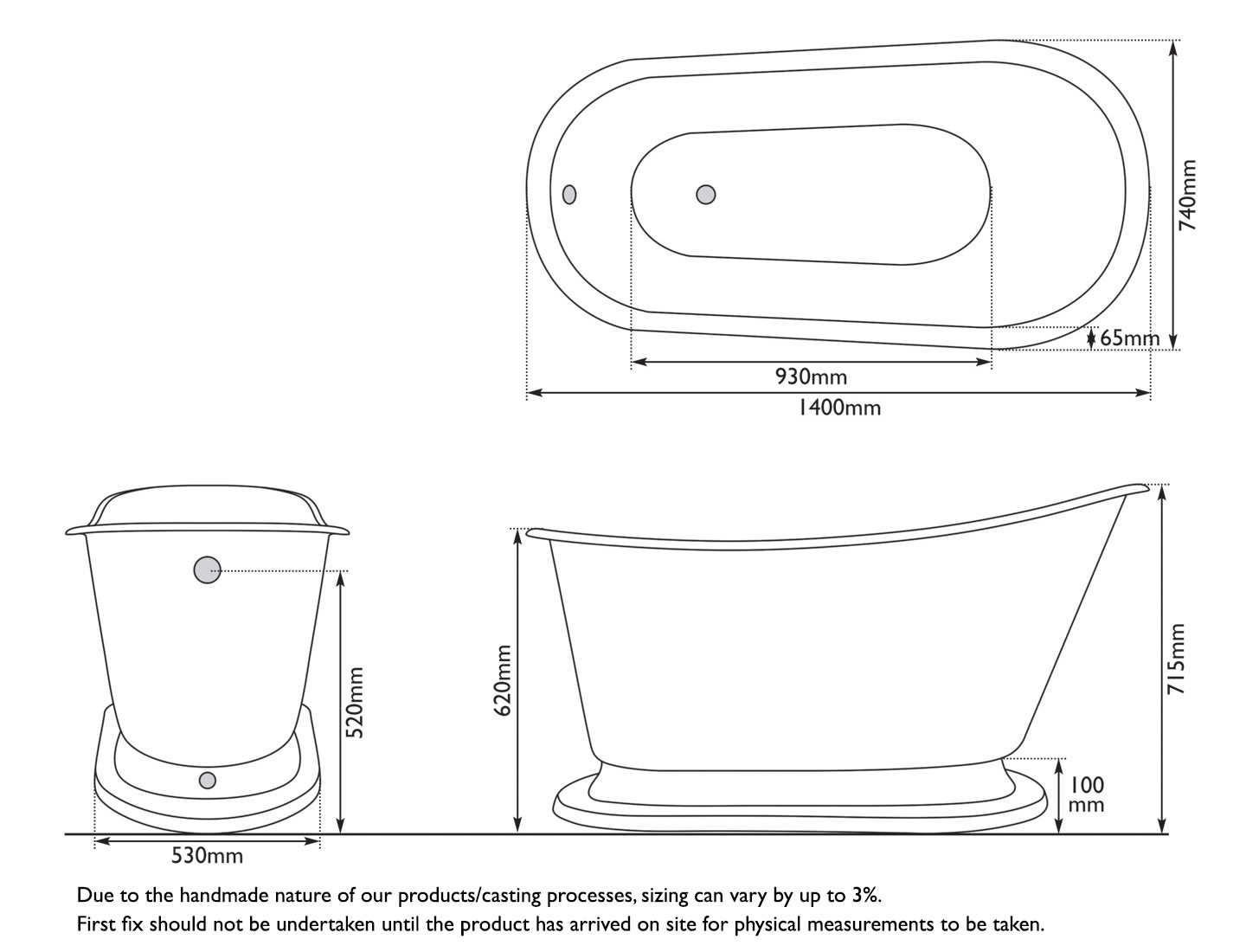 Cameo Cast Iron Bath Measurements
