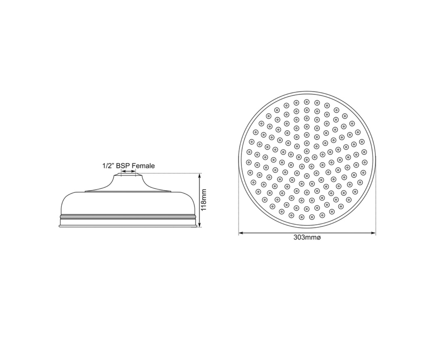 Shower Rose 12 Inch Measurements