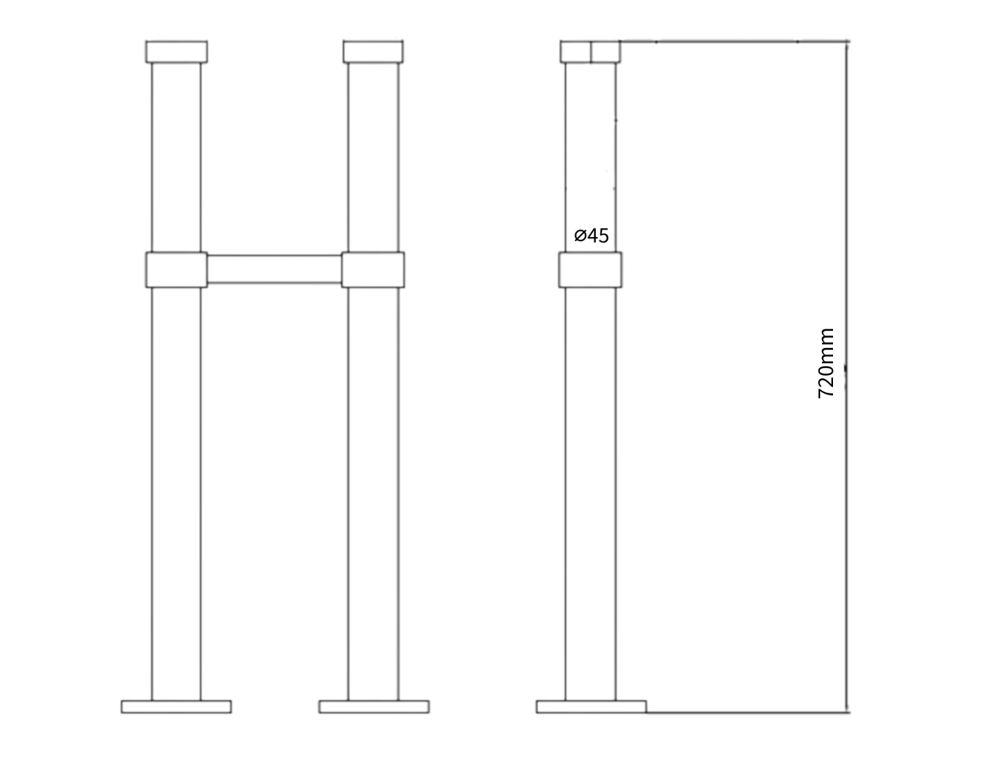 Floor Standing Adjustable Pipes Measurements