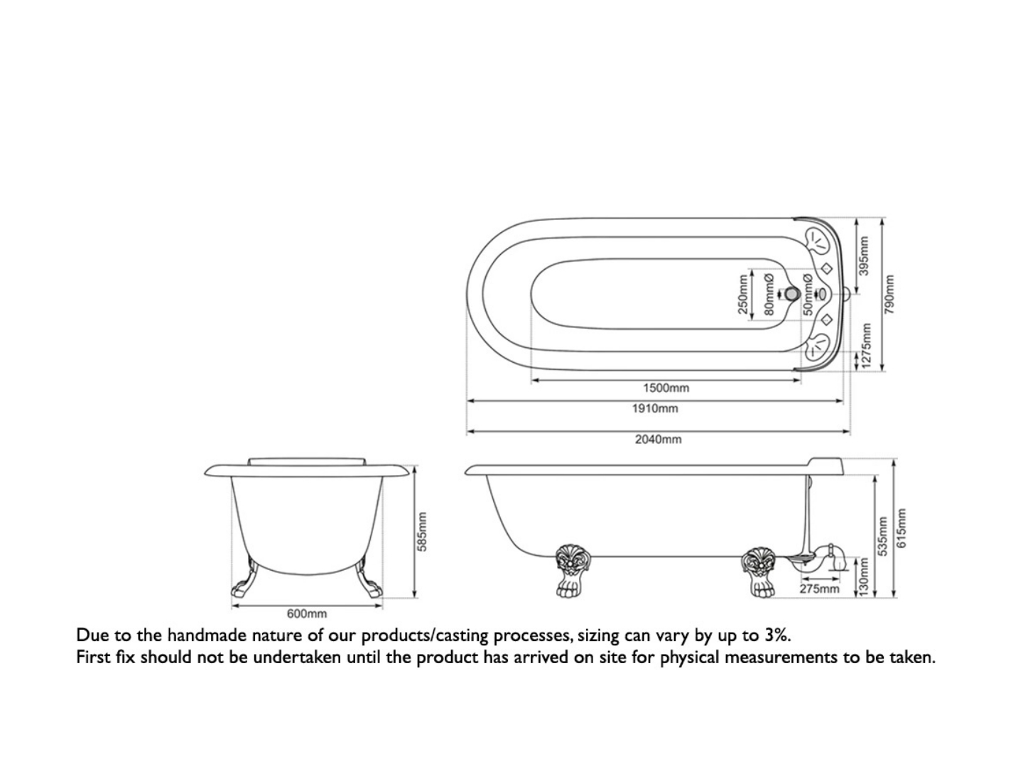 Plunger Antique Bath Dimensions