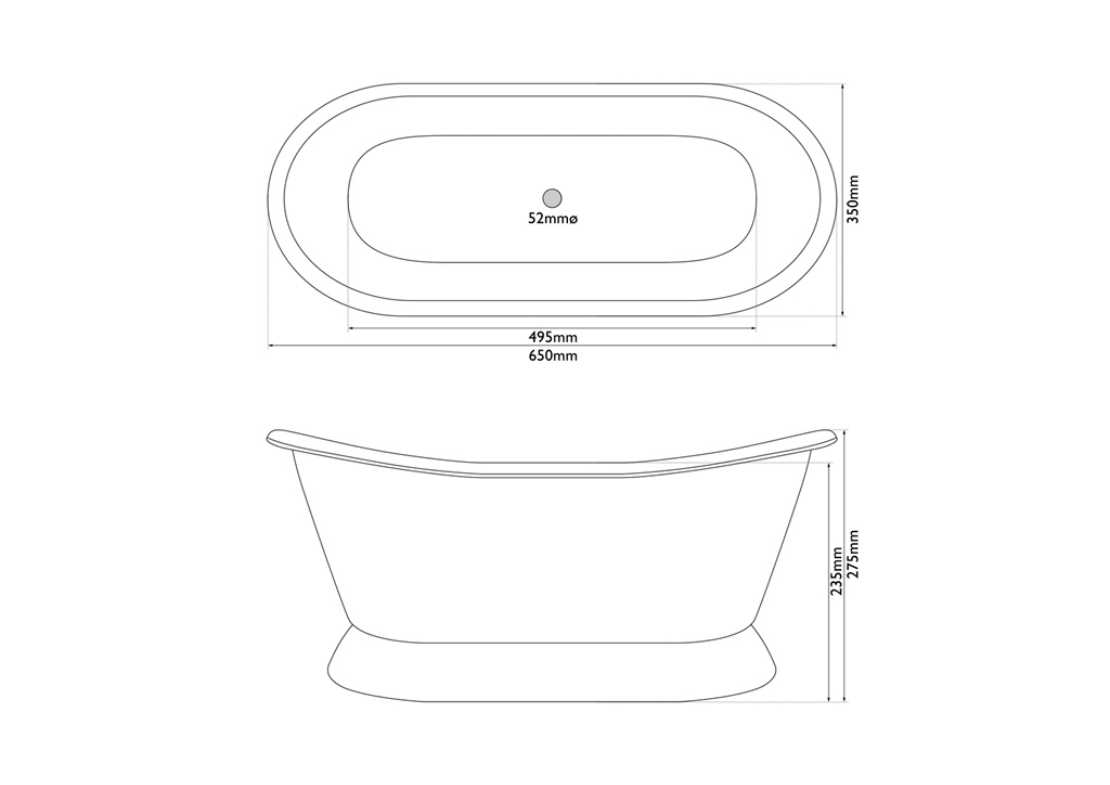 Brass Bateau Basin Line Drawing