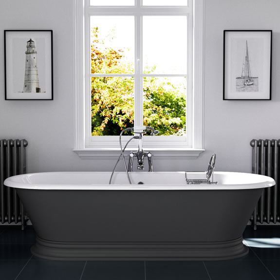 shikara cast iron bath pewter lustre finish