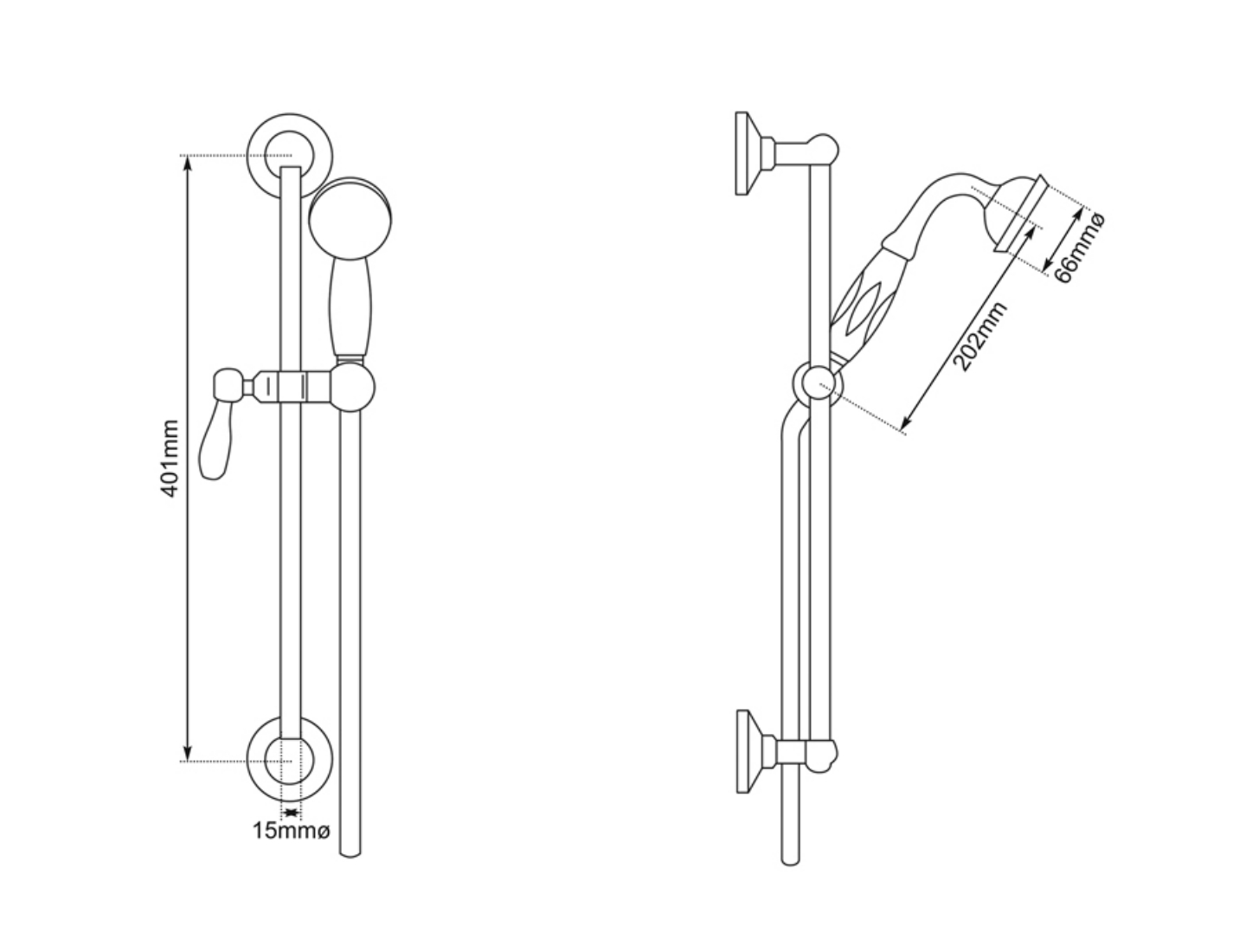 Handshower Rail Dimensions