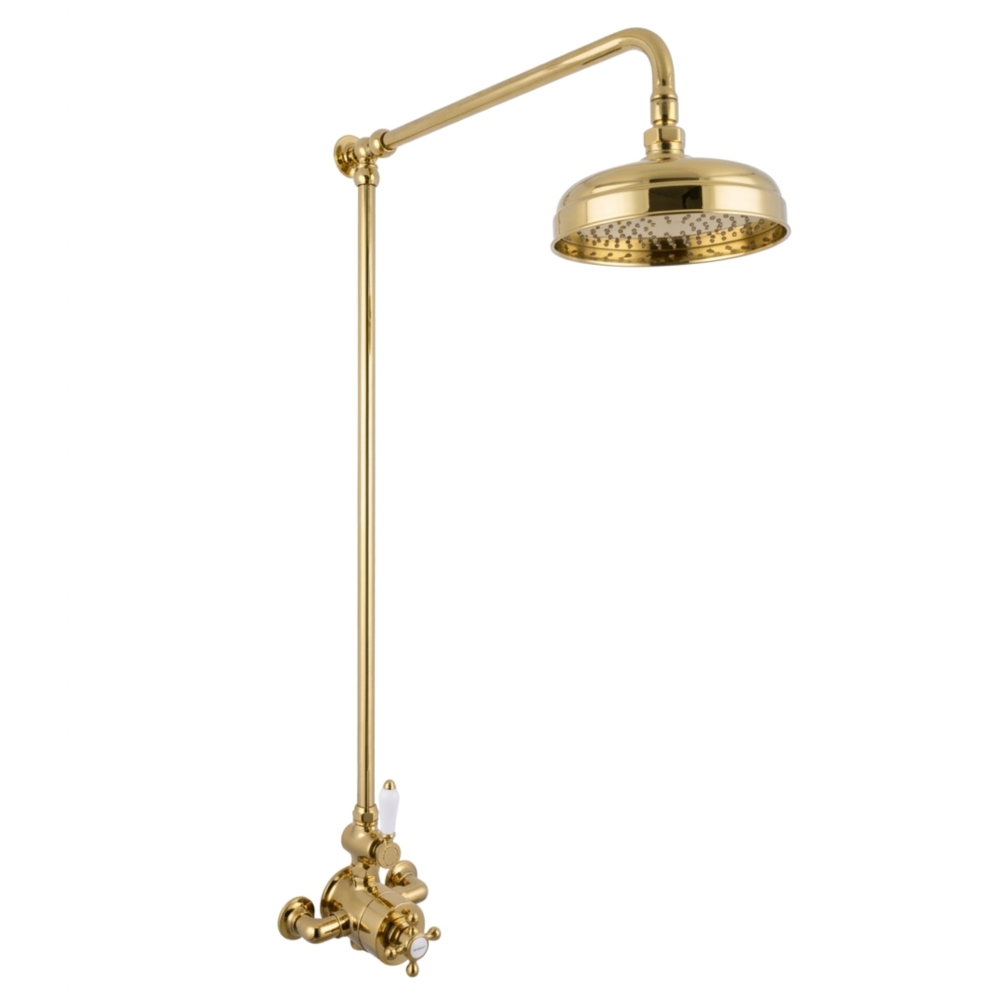 Exposed Thermostatic Shower Mixer 8 Inch Rose Brass Range