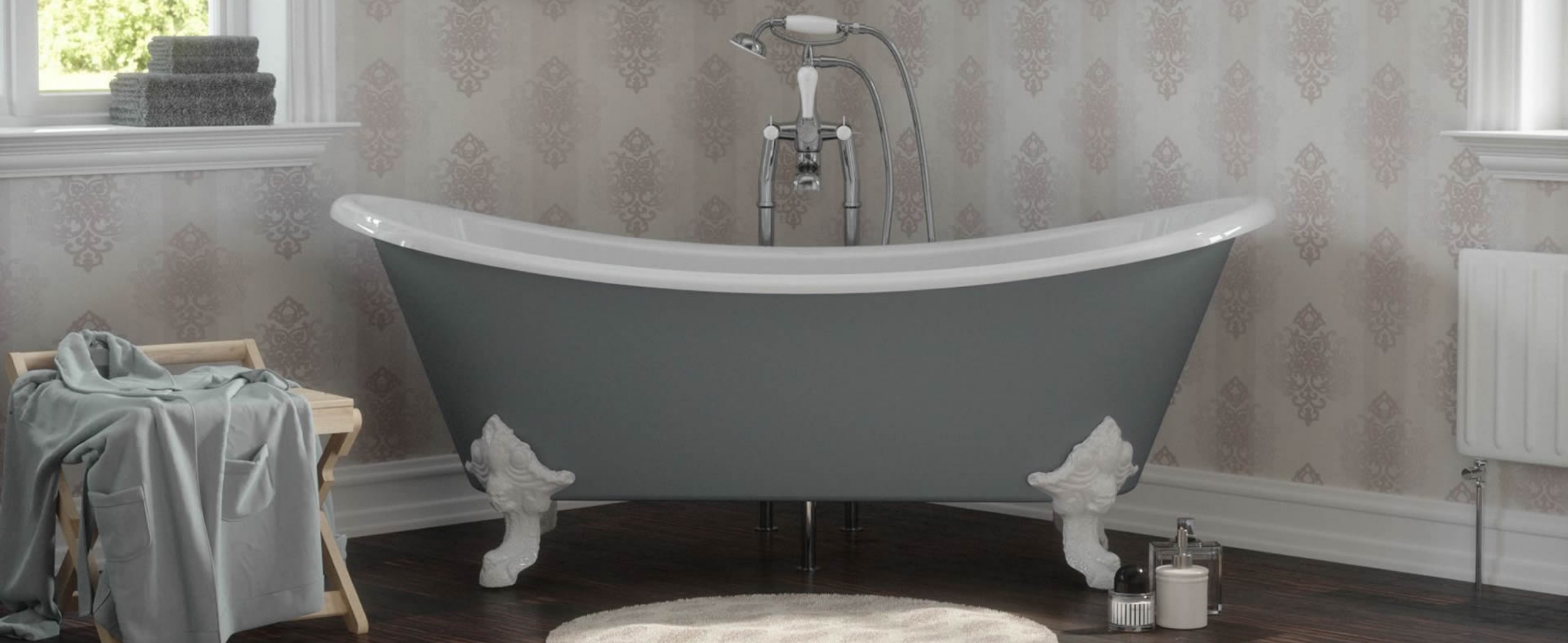 Tebb Cast Iron Bath Farrow Ball Plummett