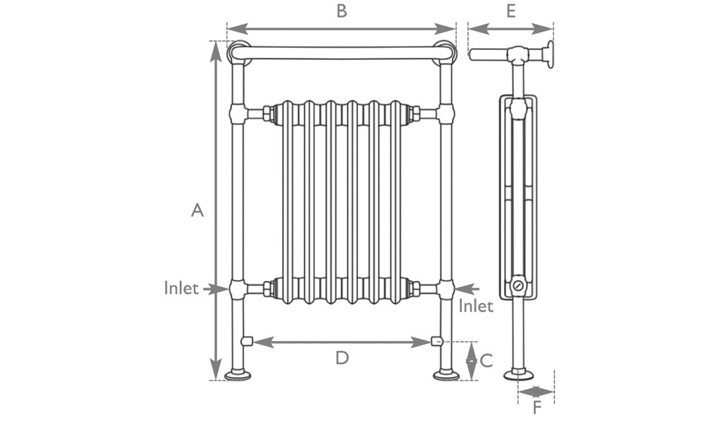 broughton towel rail chrome measurements