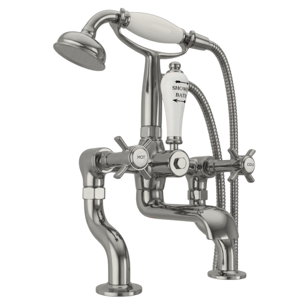 Deck Mounted Bath Shower Mixer Taps Nickel Range