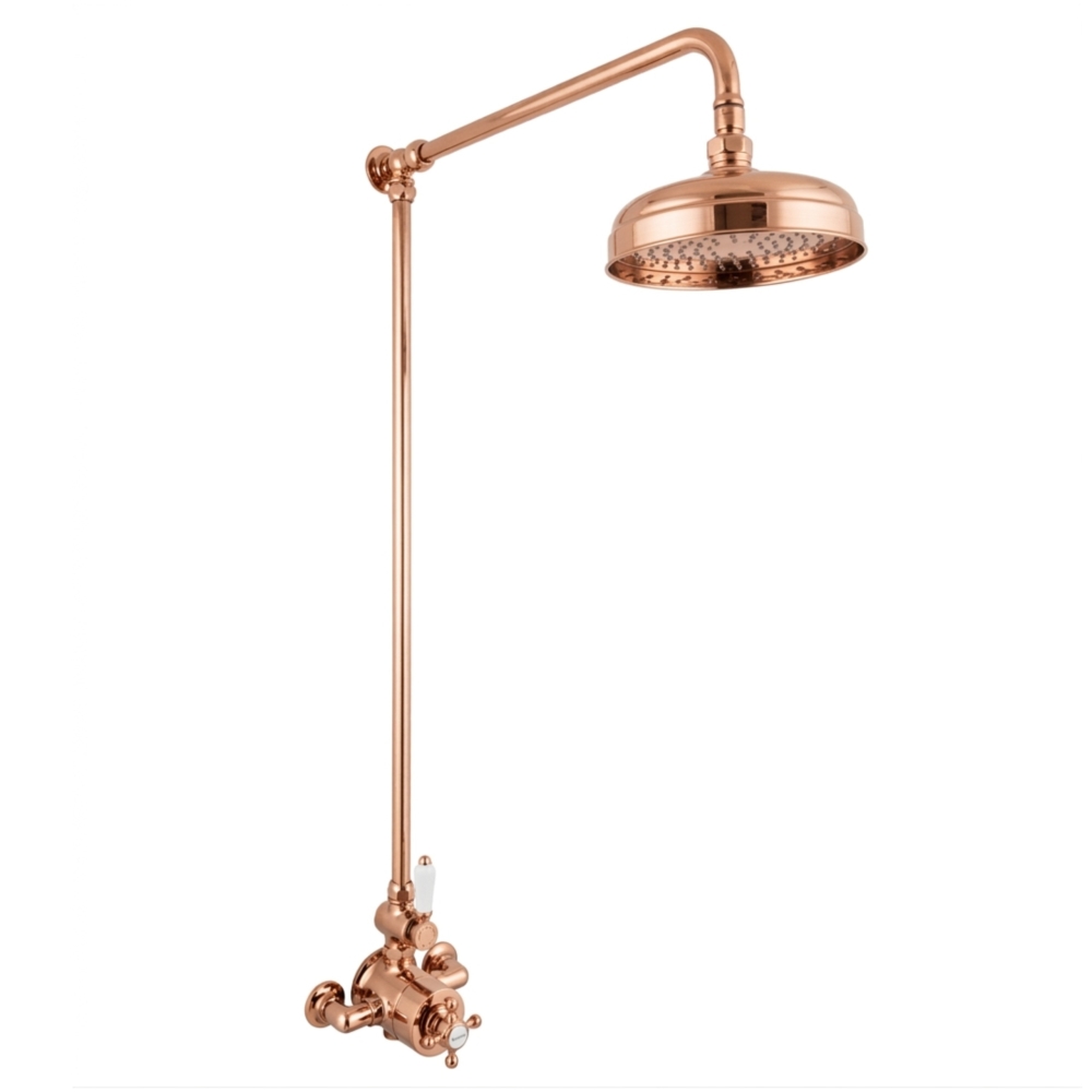 Exposed Thermostatic Shower Mixer 8 Inch Rose Copper Range