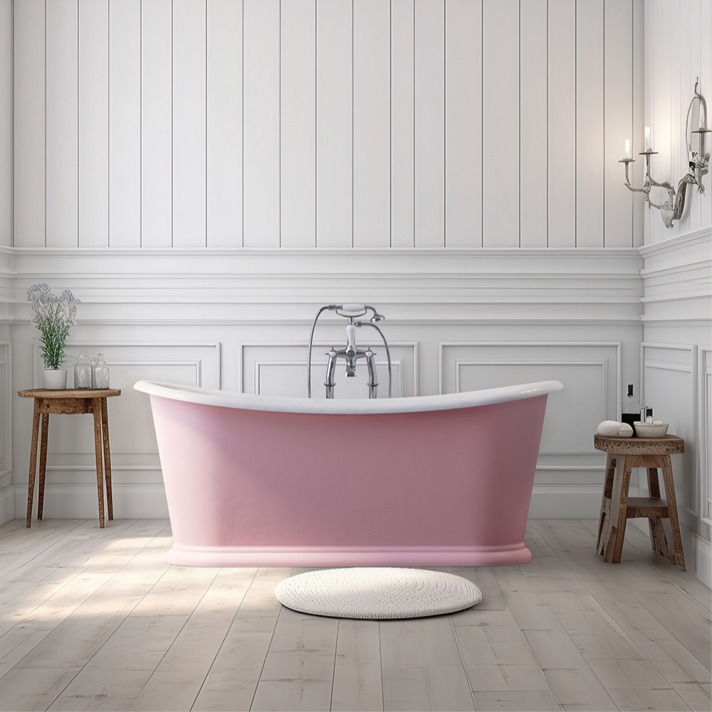 Caravel Bateau Cast Iron Bath Farrow Ball Sulking Room Pink Range