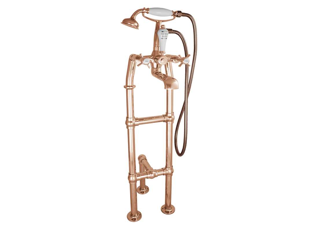 freestanding bath mixer taps copper with support 700mm